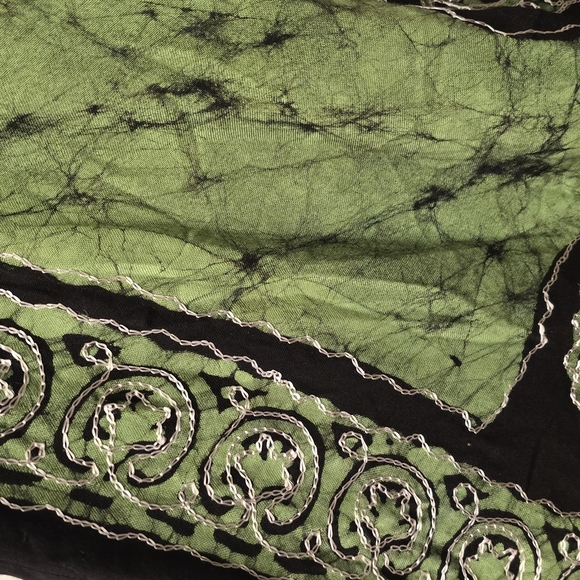 Embroidered Green and Black V Neck Halter Bohemian Dress - Picture 4 of 6